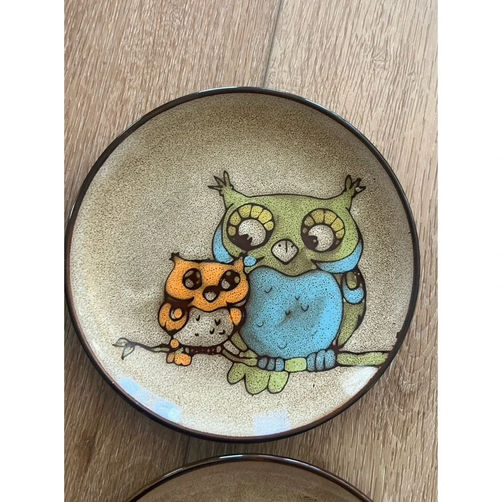 Set Of 6 Pier 1 Imports Owl Buddy Stoneware Plate 6